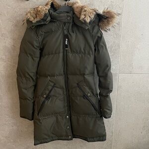 Pajar Dark Green Puffer Coat with Fur Hood